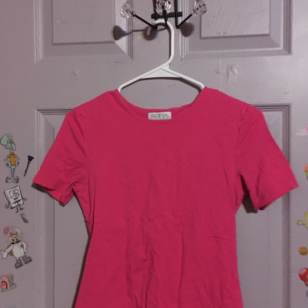 Sofia Vergara Women's Pink Short-Sleeve Tee Size Small